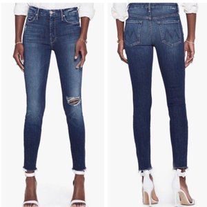 MOTHER High Waisted Looker Ankle Fray Jeans, Cat Attack, Size 25